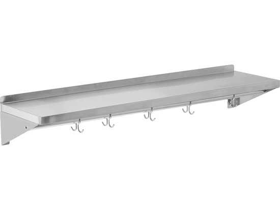 PÓŁKA WISZĄCA Z RANTEM I HACZYKAMI POJEDYNCZA 1500X300X180MM