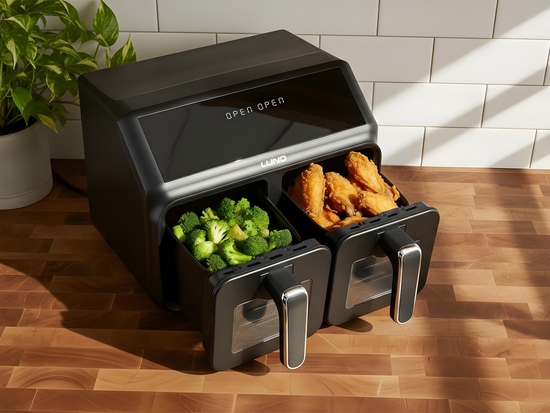 FRYTKOWNICA BEZTŁUSZCZOWA 2200W 4L+4L CZARNA