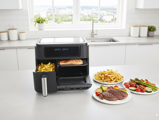 FRYTKOWNICA BEZTŁUSZCZOWA 2400W 3,5L+7,5L CZARNA