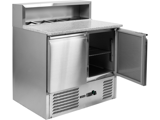 STÓŁ CHŁODNICZY 2-DRZWIOWY Z NADSTAWKĄ I BLATEM GRANITOWYM