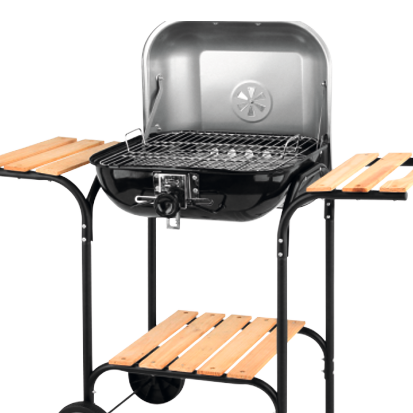 GRILL WĘGLOWY Z POKRYWĄ I REGULACJĄ RUSZTU, 45X40CM