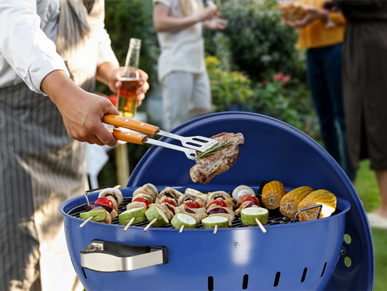 GRILL WĘGLOWY OKRĄGŁY 54CM NIEBIESKI