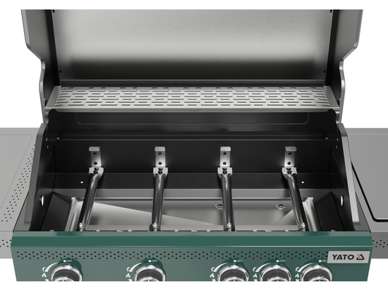 GRILL GAZOWY OKAYA 4+1, 14,5KW, Z SZYBĄ, ZIELONY