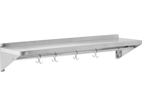 PÓŁKA WISZĄCA Z RANTEM I HACZYKAMI POJEDYNCZA 1000X300X180MM