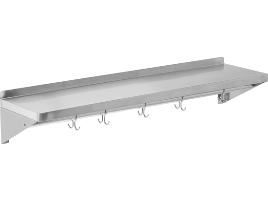 PÓŁKA WISZĄCA Z RANTEM I HACZYKAMI POJEDYNCZA 1000X300X180MM