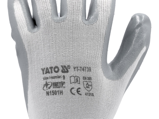 RĘKAWICE OCHRONNE NYLONOWE POWLEKANE OLEJOODPORNYM NITRYLEM ROZMIAR 9