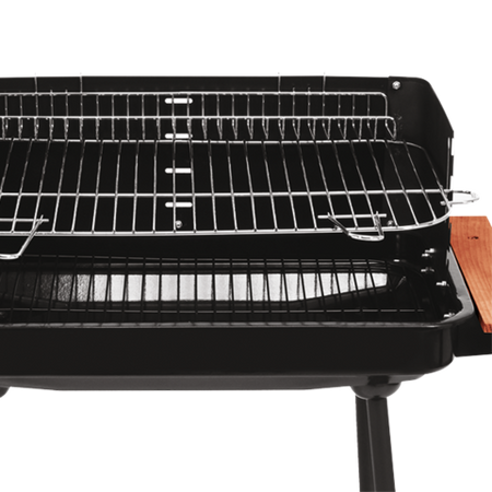 GRILL WĘGLOWY Z PÓŁKAMI, RUSZT 53X33CM