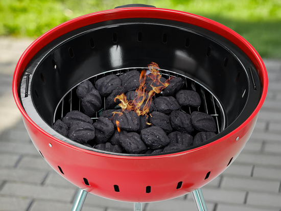 GRILL WĘGLOWY OKRĄGŁY 54CM CZERWONY