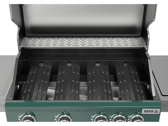 GRILL GAZOWY OKAYA 4+1, 14,5KW, Z SZYBĄ, ZIELONY