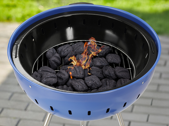 GRILL WĘGLOWY OKRĄGŁY 54CM NIEBIESKI