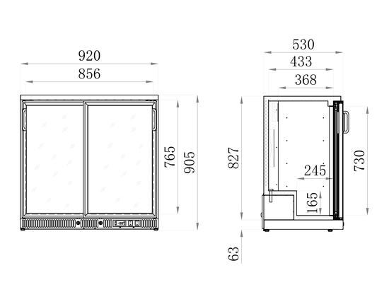 WITRYNA CHŁODNICZA DO BUTELEK 2 DRZWI PRZESUWANE