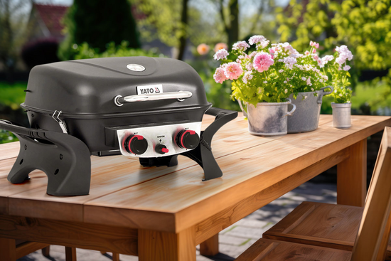GRILL GAZOWY PRZENOŚNY YAKE, 2 PALNIKI, 5KW YAKE