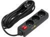 PRZEDŁUŻACZ ELEKTRYCZNY, BLACK, 3 GNIAZDA Z UZIEMIENIEM, 5M Z WYŁĄCZNIKIEM