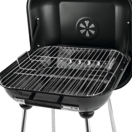 GRILL WĘGLOWY Z POKRYWĄ, RUSZT 45X40CM