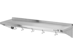 PÓŁKA WISZĄCA Z RANTEM I HACZYKAMI POJEDYNCZA 1200X300X180MM