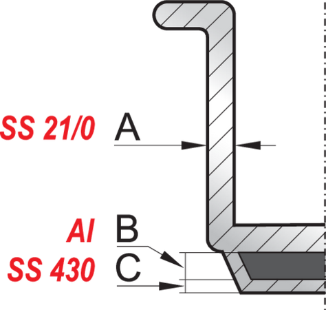 GARNEK WYSOKI Z POKRYWKĄ ZE STALI NIERDZEWNEJ 16X12CM 2,4L